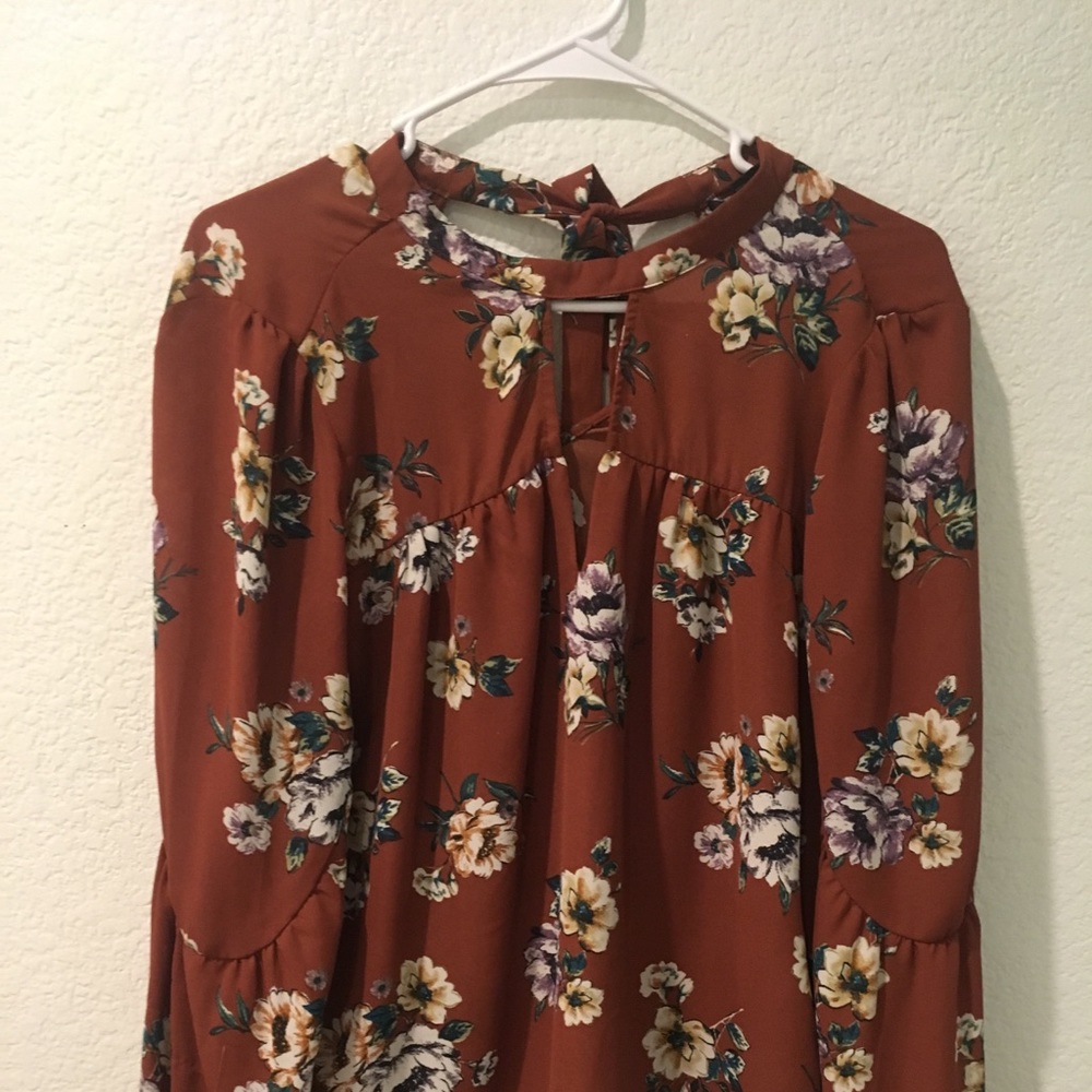 Brown floral blouse